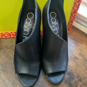 Calvin Klein Black Peep Toe Heels